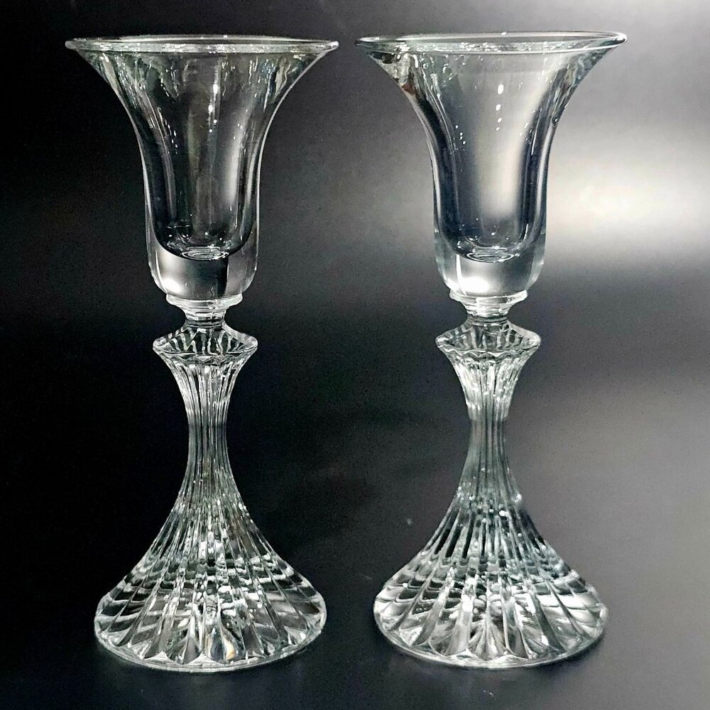Mikasa The Ritz Crystal Candlestick Holder 6.25" fluted ribbed stem romantic